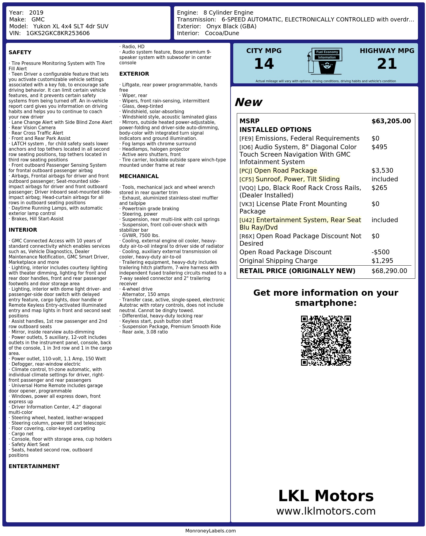 Monroney Label