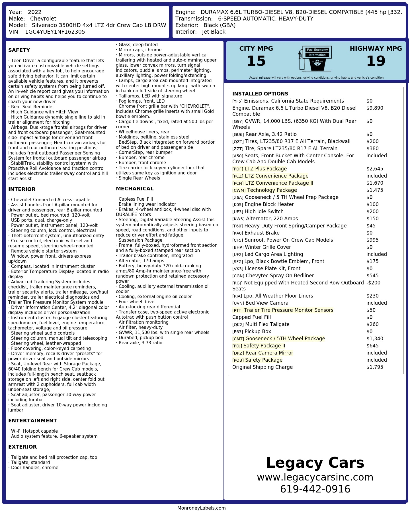 Monroney Label