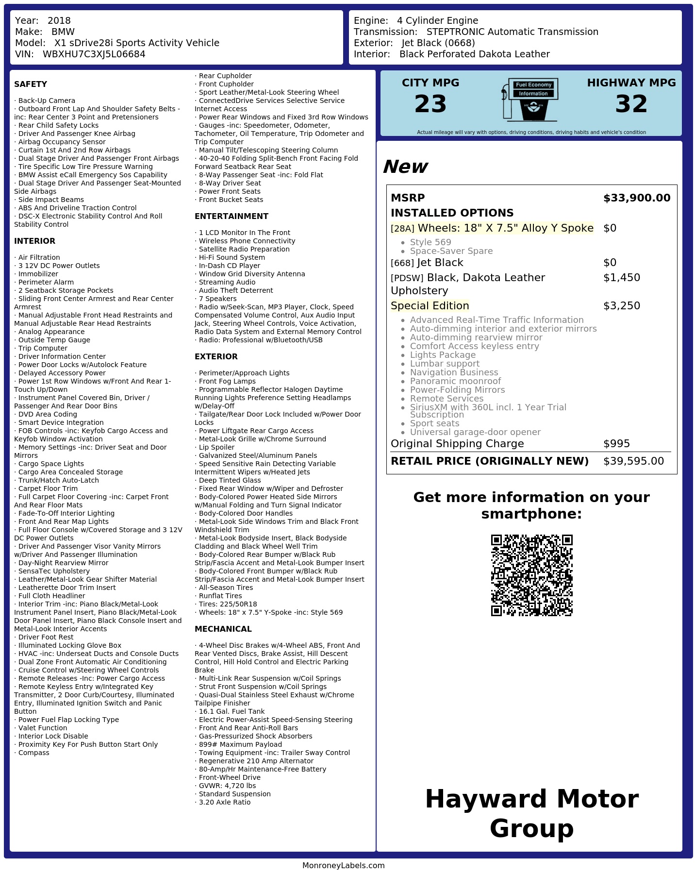 Monroney Label
