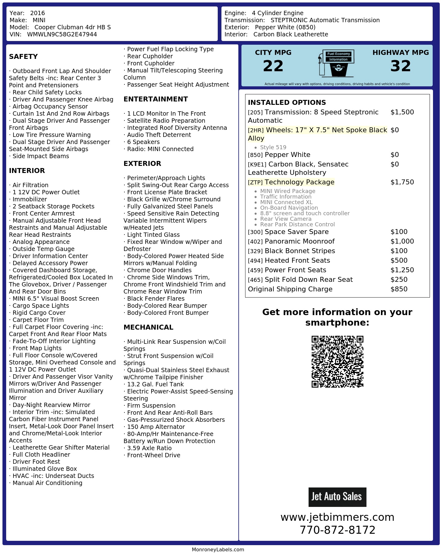 Monroney Label