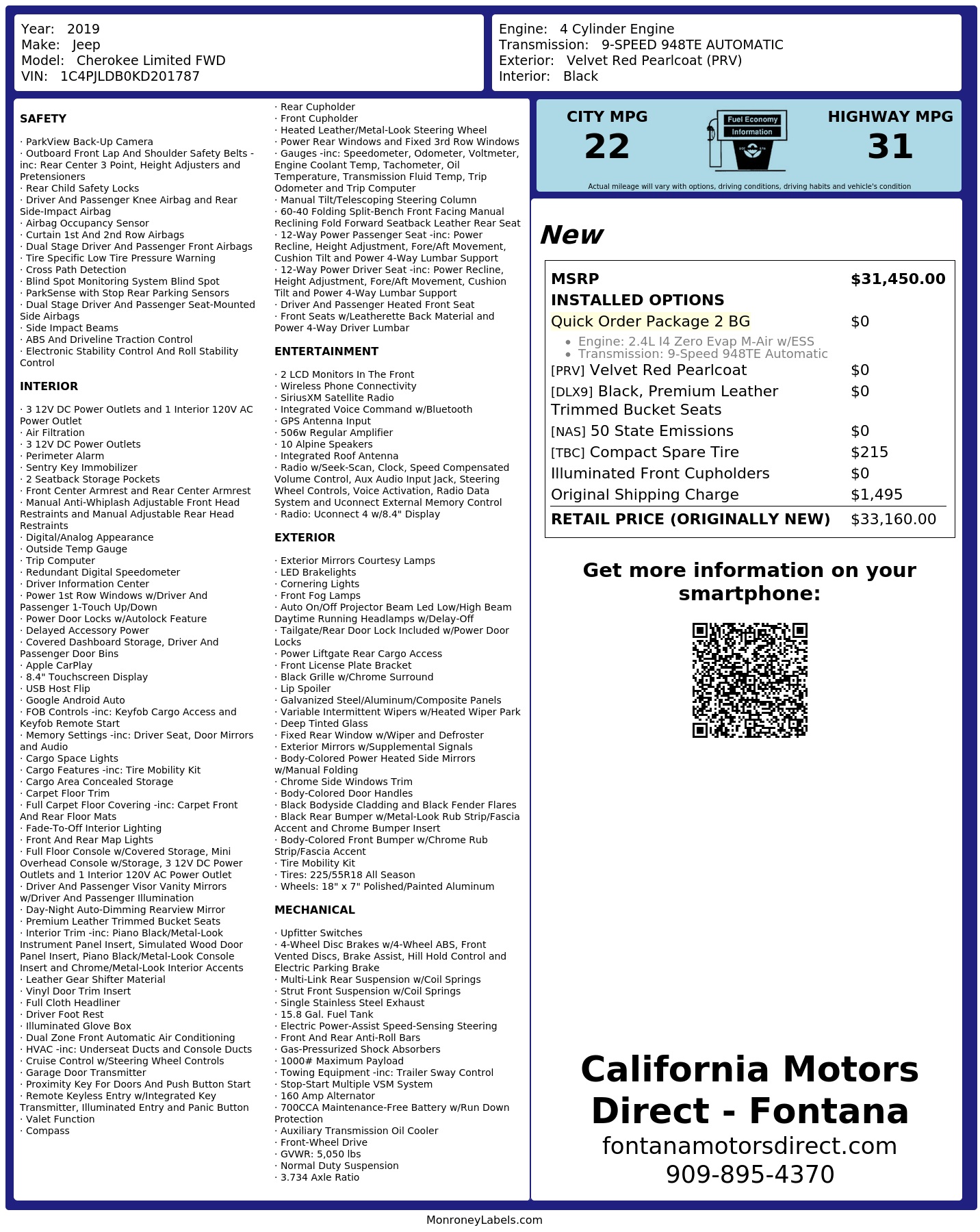 Monroney Label