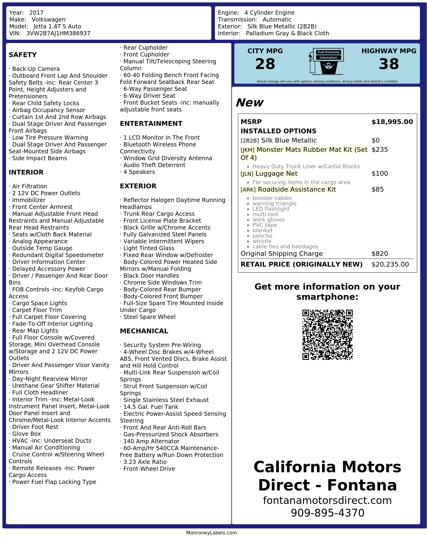 Monroney Label