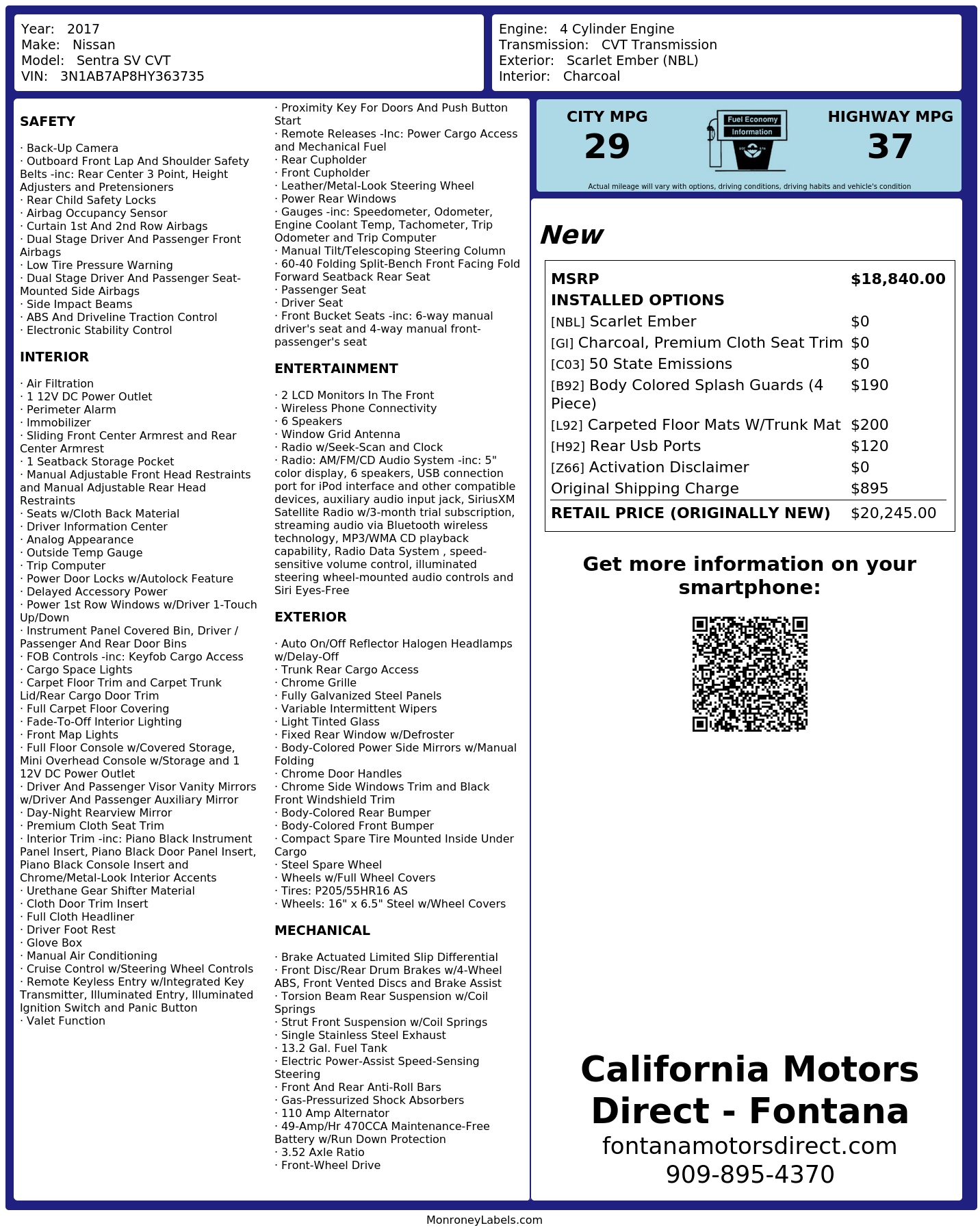 Monroney Label