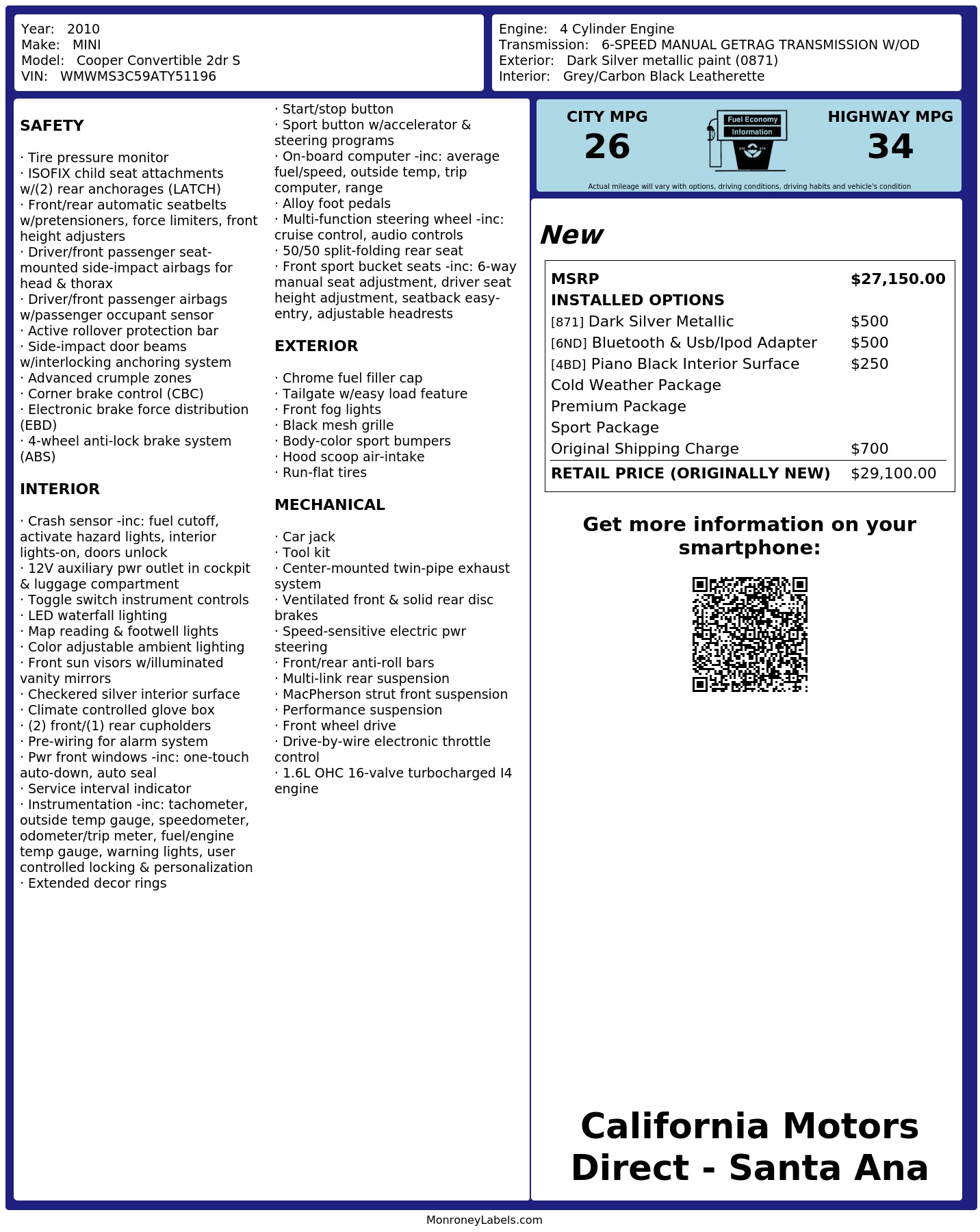 Monroney Label