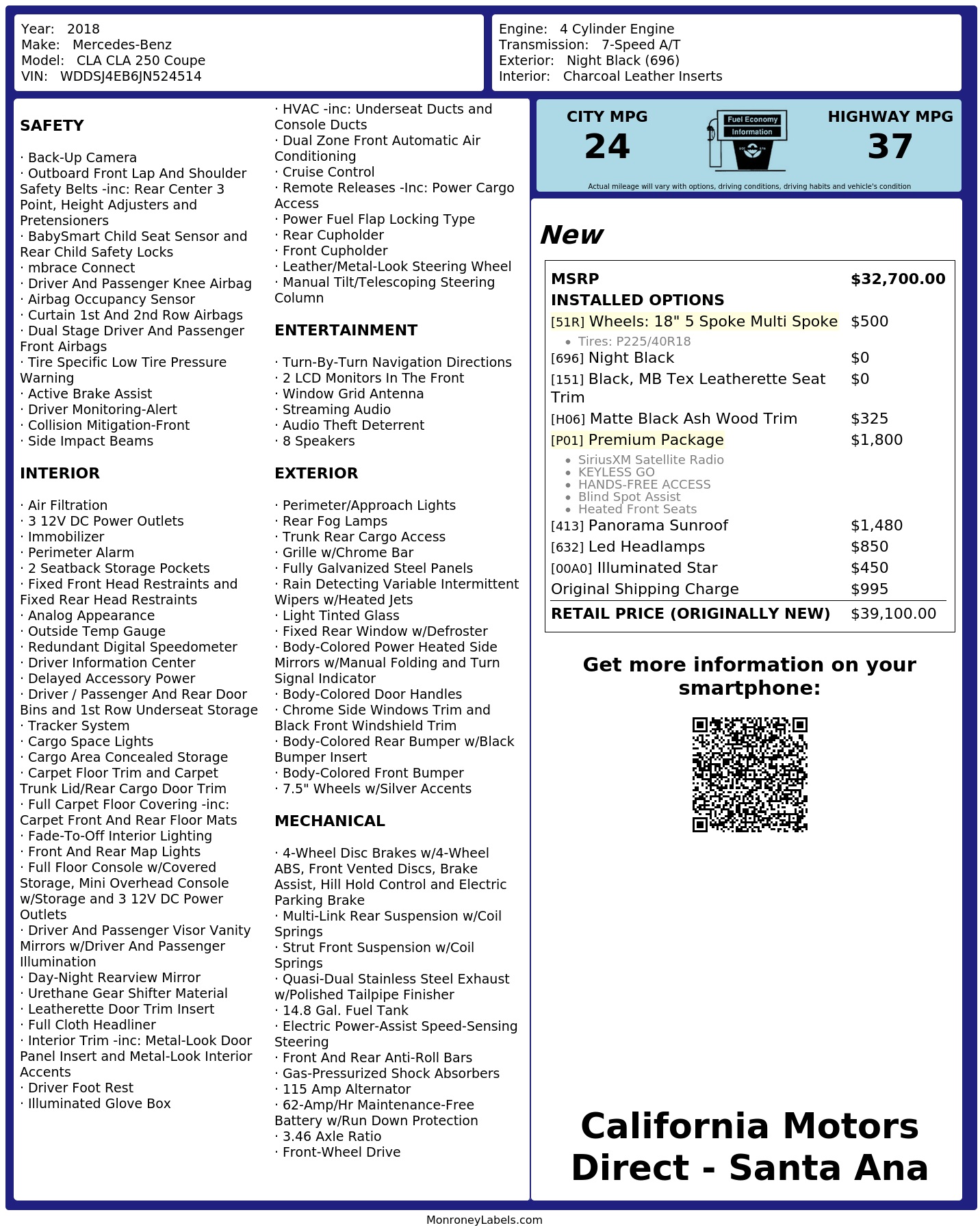 Monroney Label