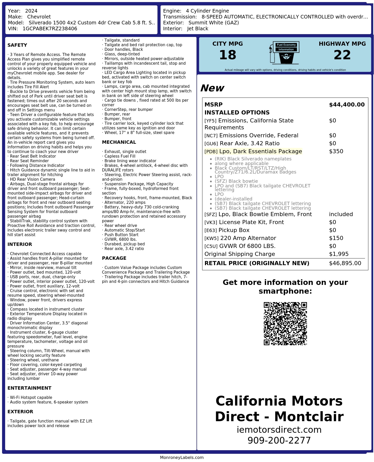 Monroney Label