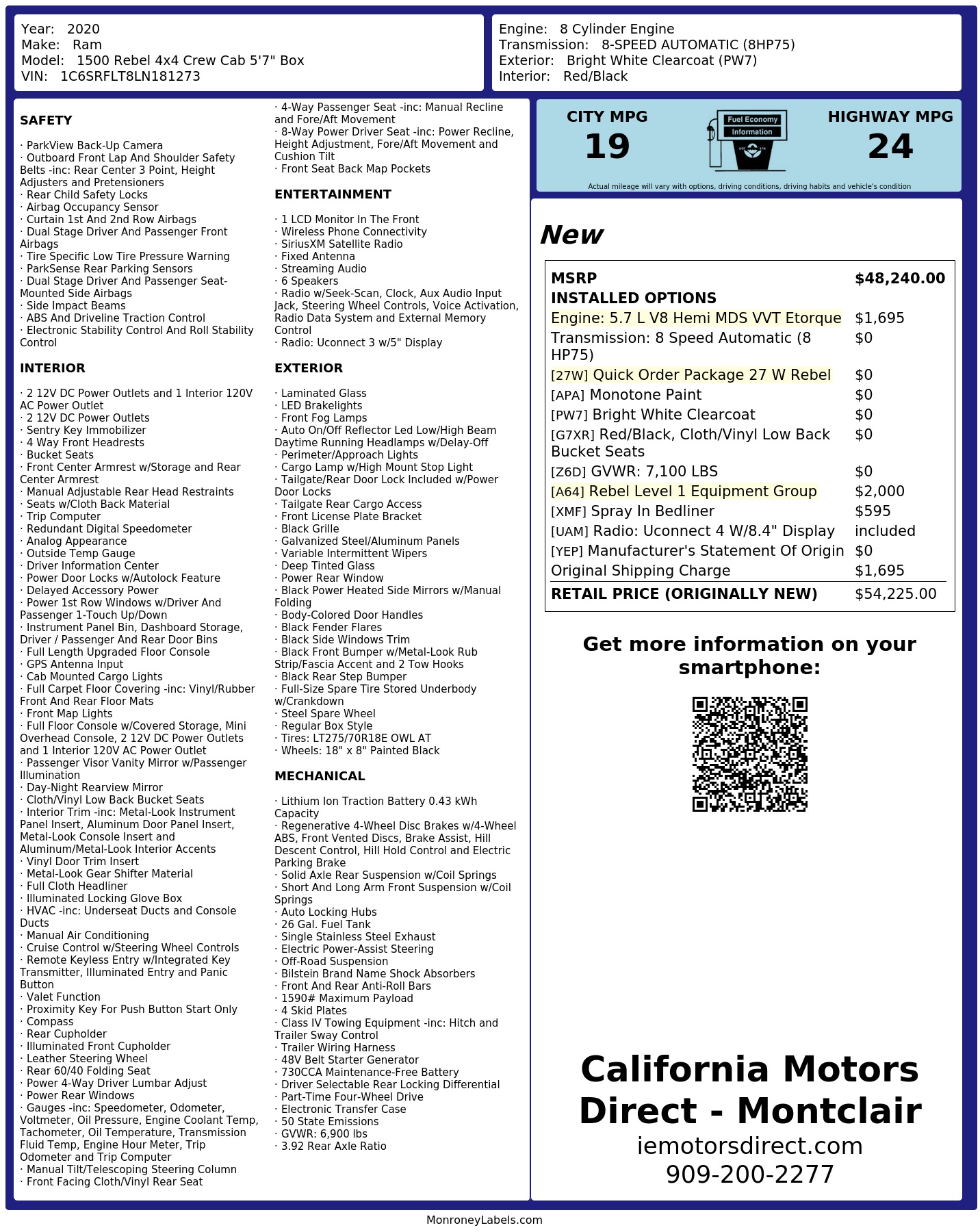 Monroney Label