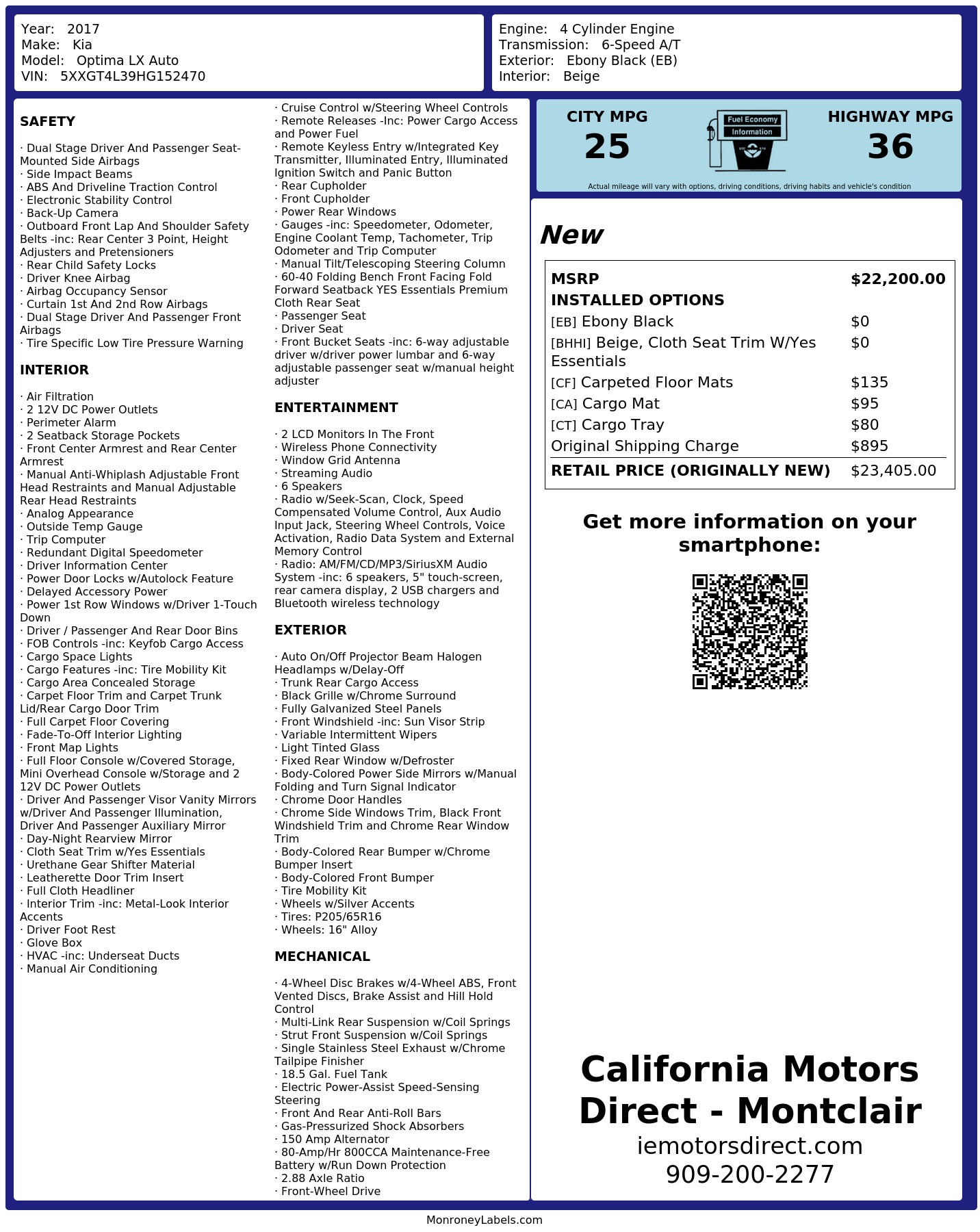 Monroney Label