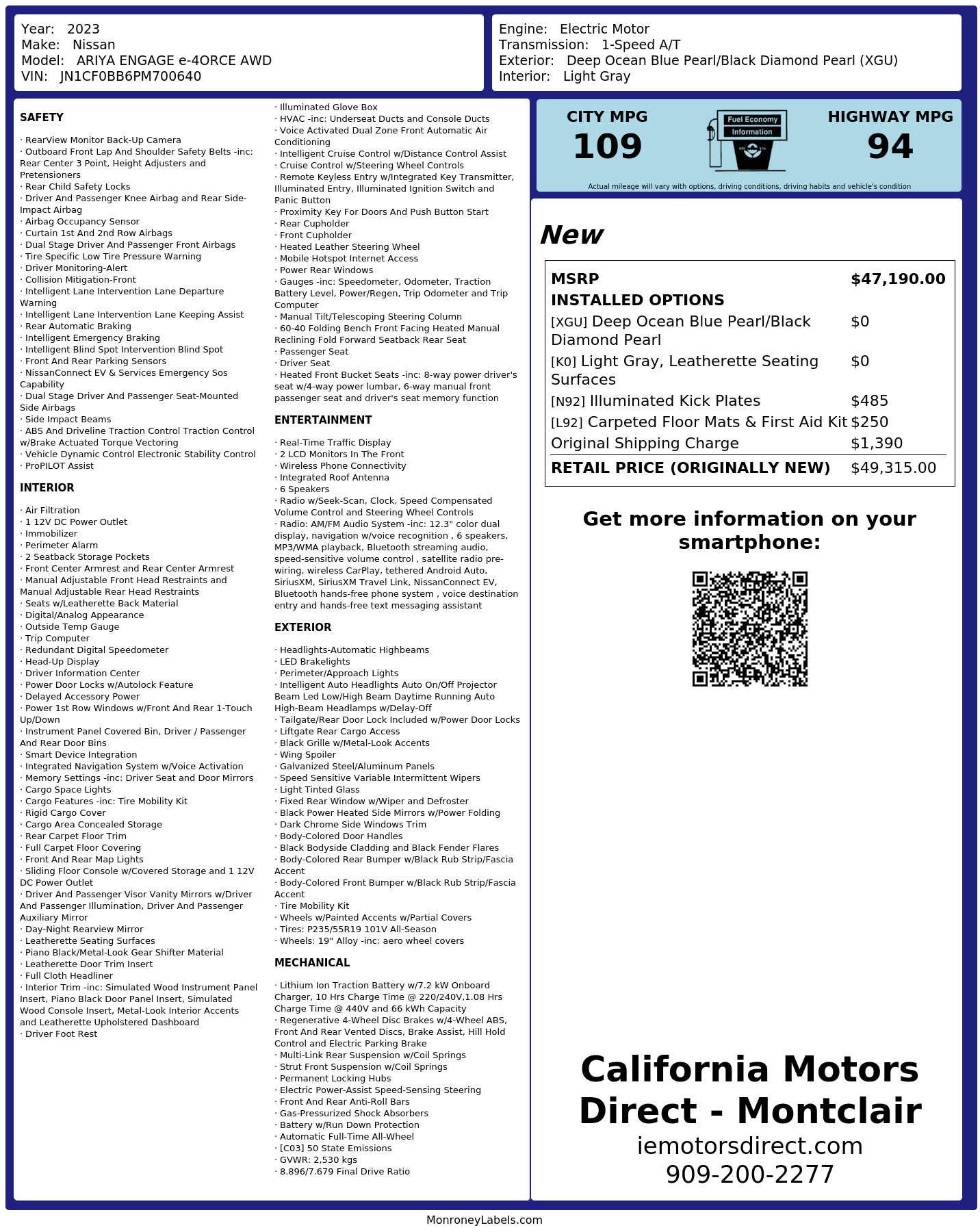 Monroney Label