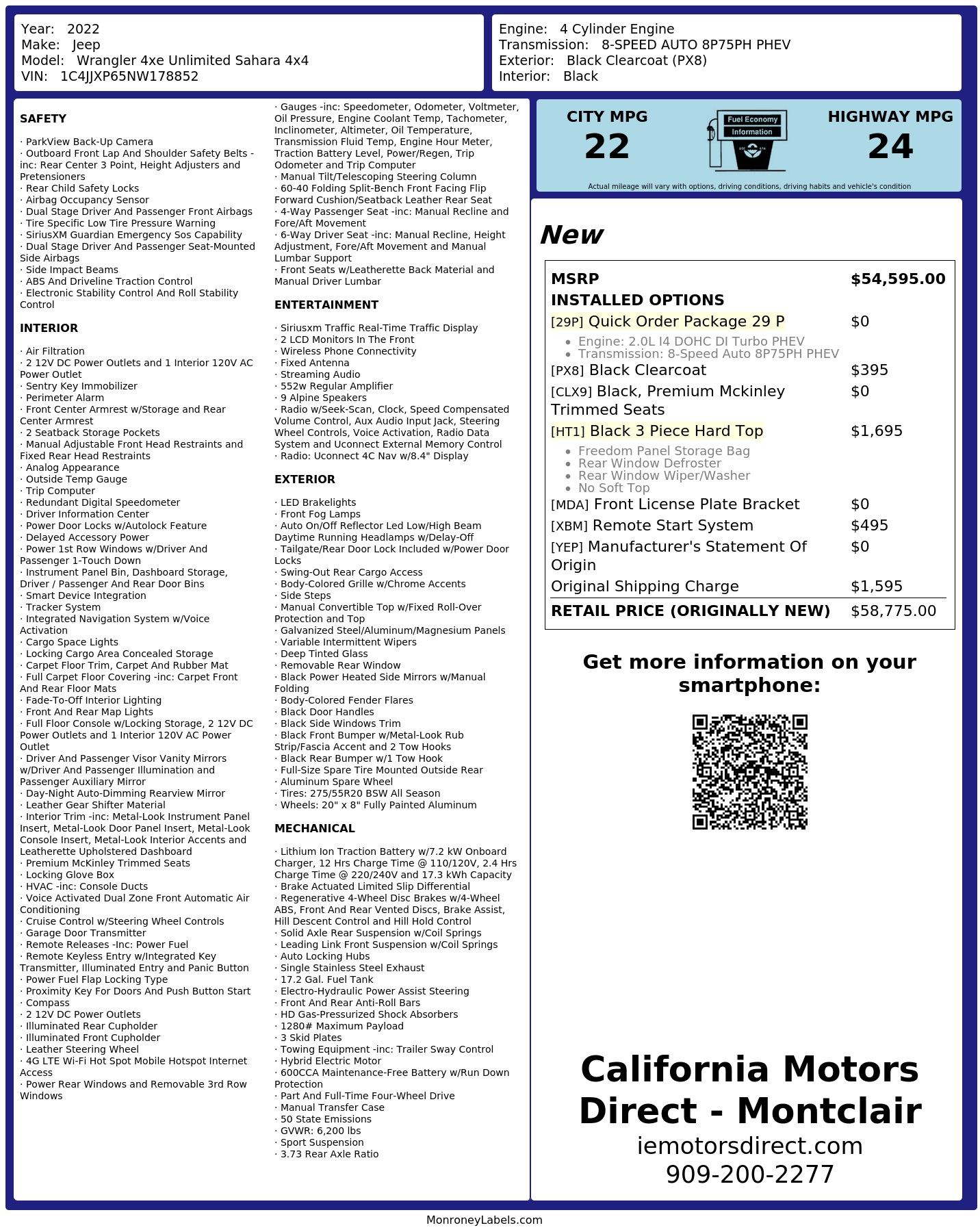 Monroney Label