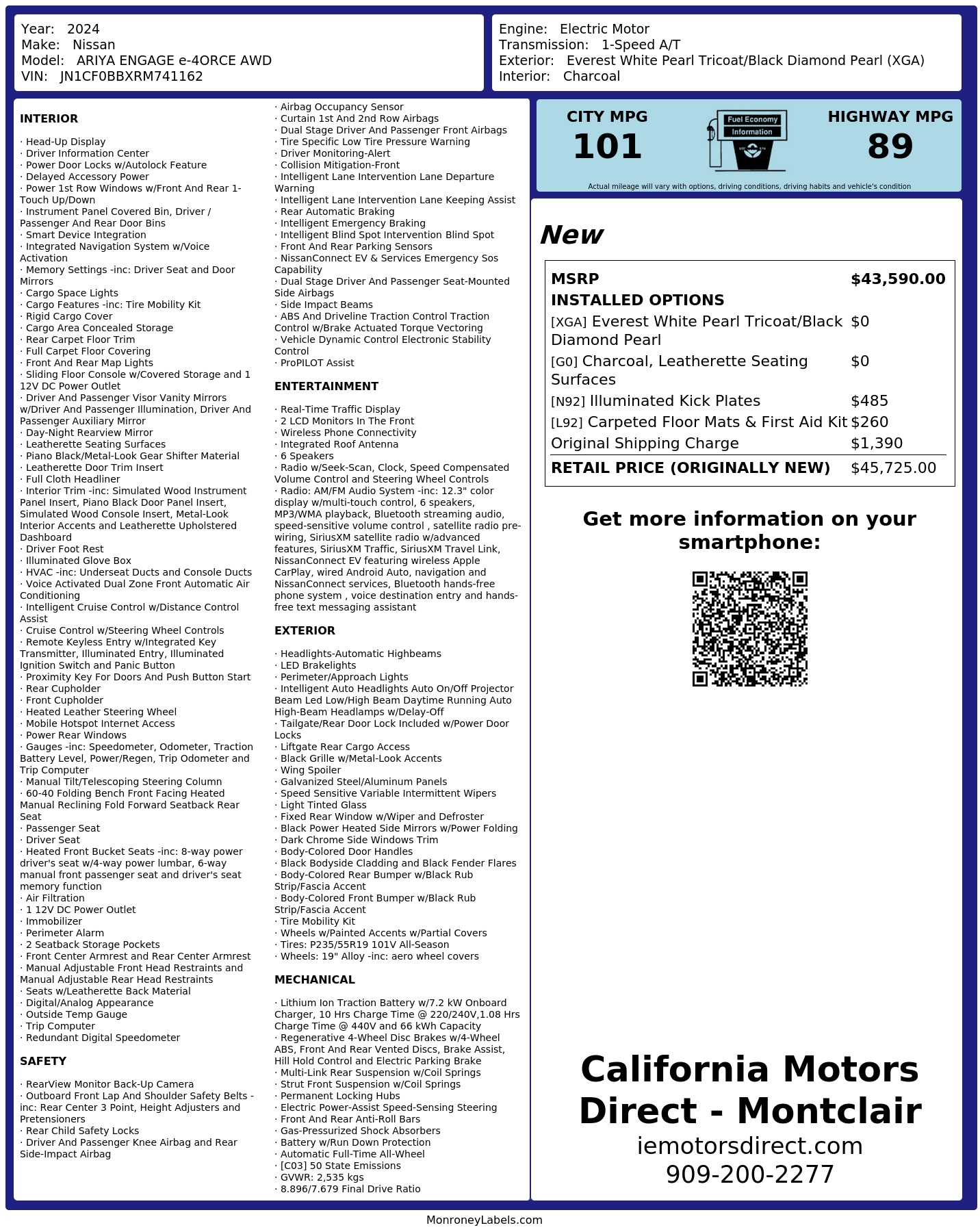 Monroney Label