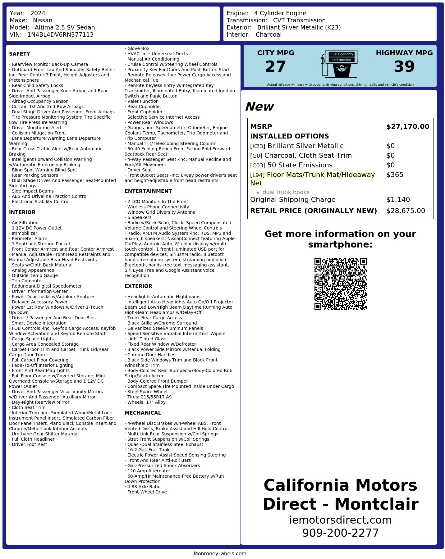 Monroney Label