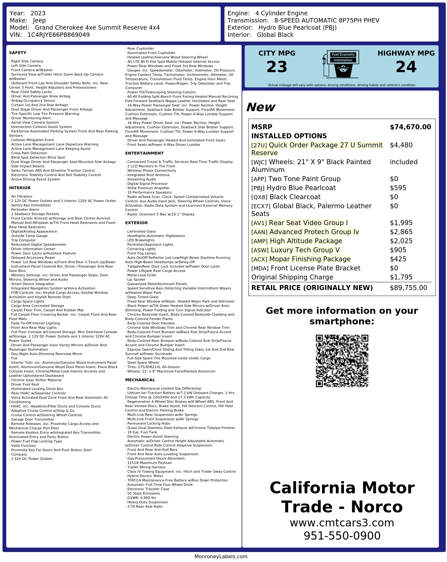 Monroney Label