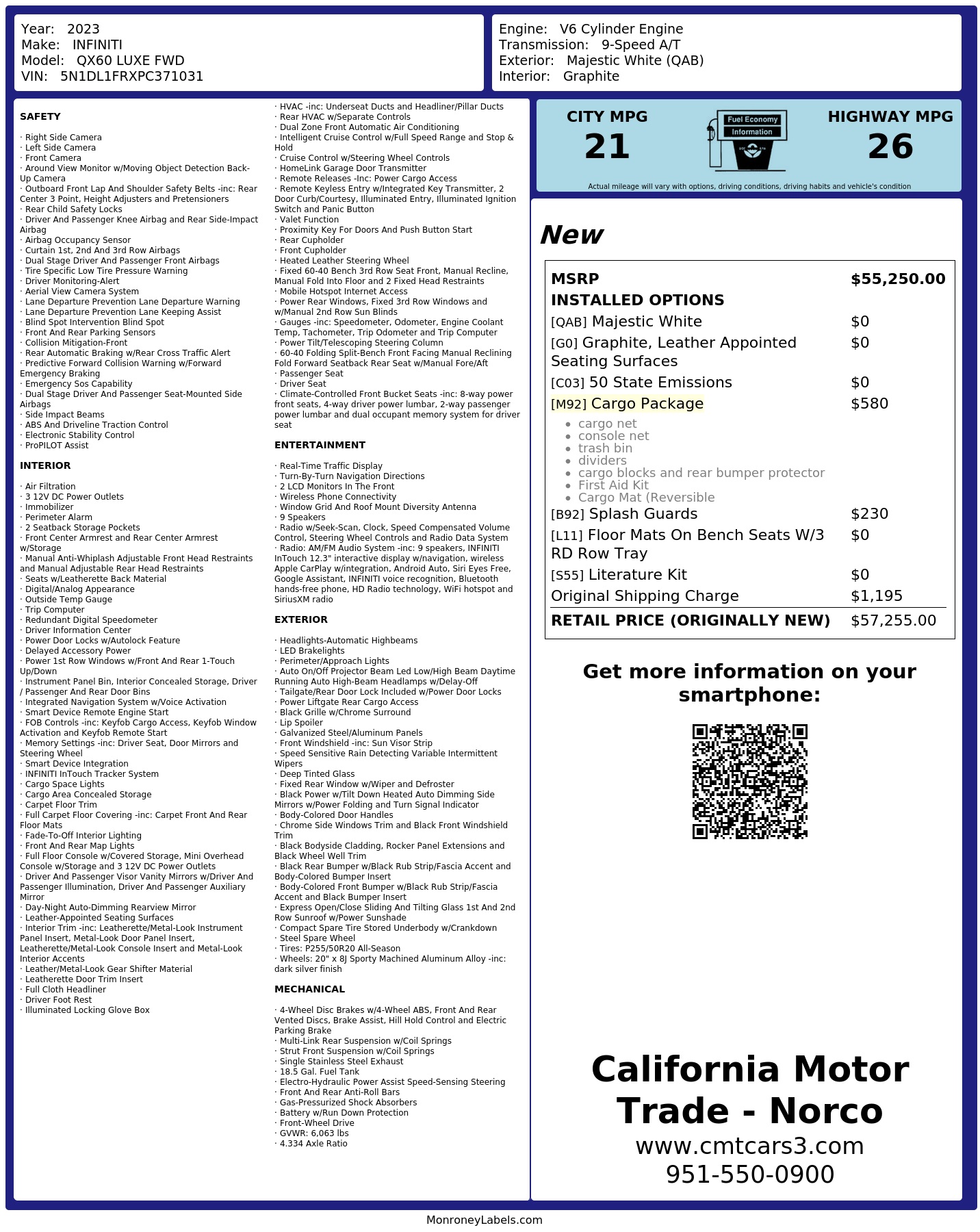 Monroney Label