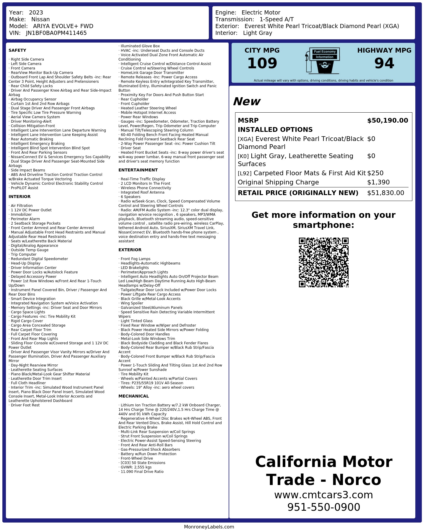 Monroney Label