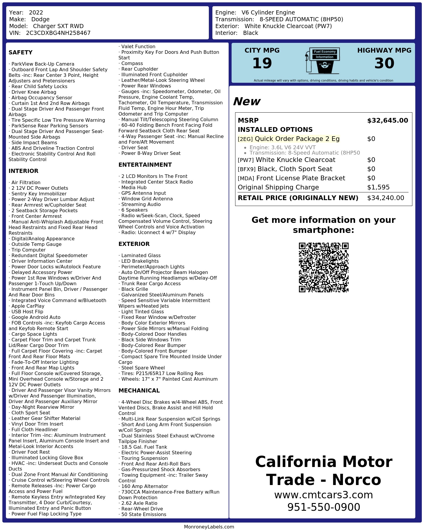 Monroney Label