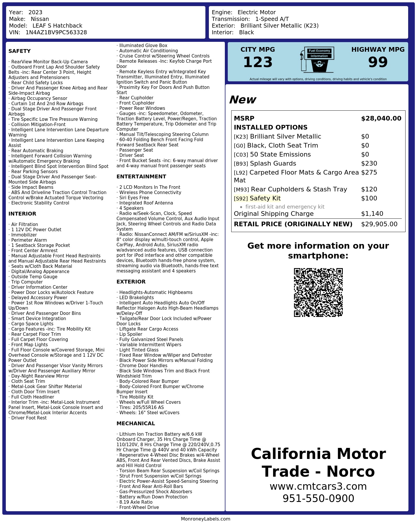 Monroney Label