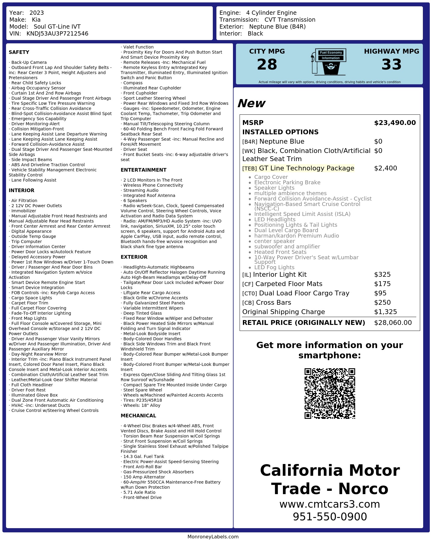 Monroney Label