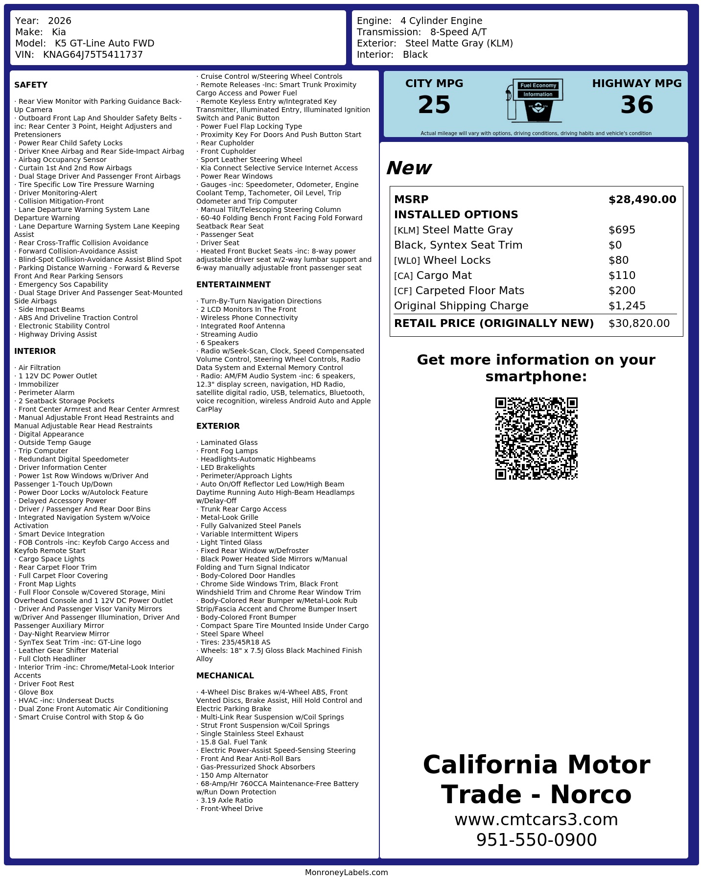 Monroney Label