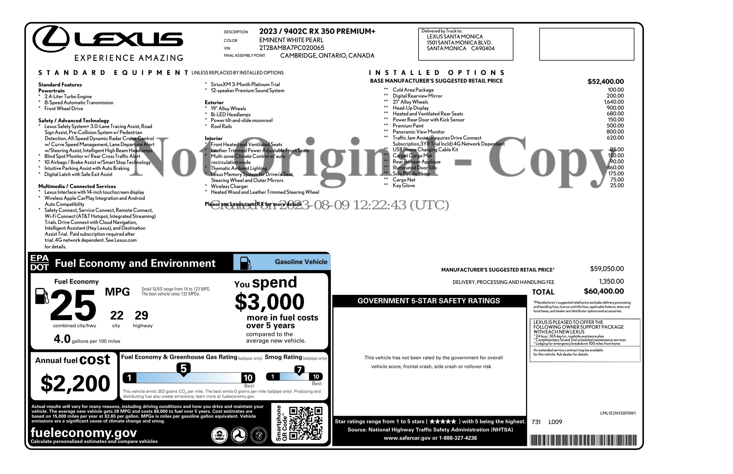 Monroney Label