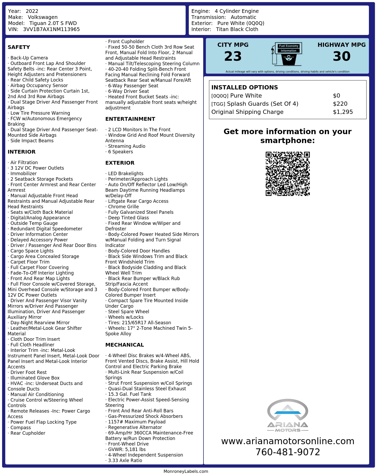 Monroney Label
