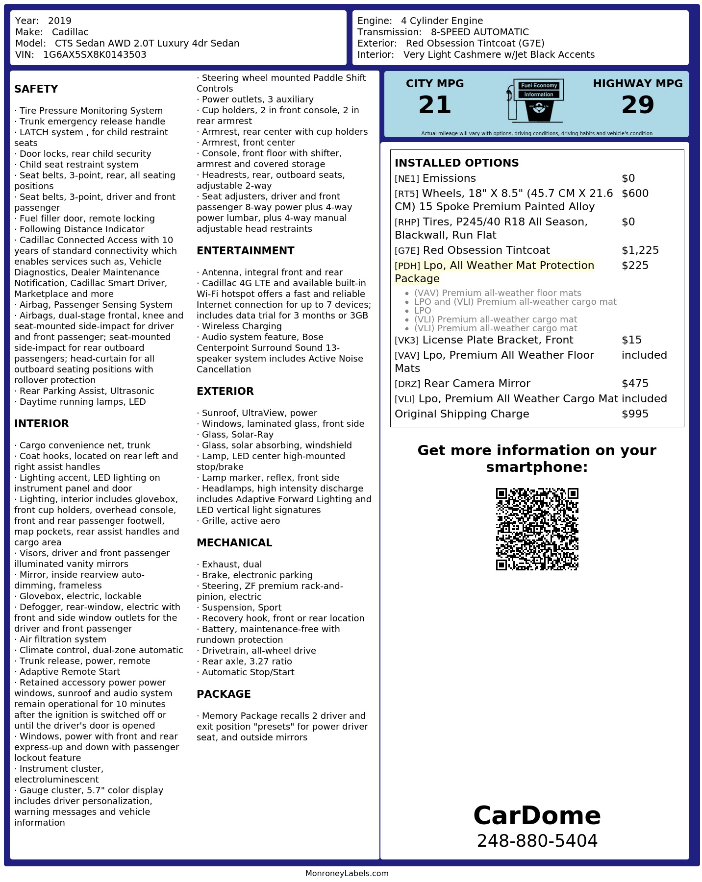 Monroney Label