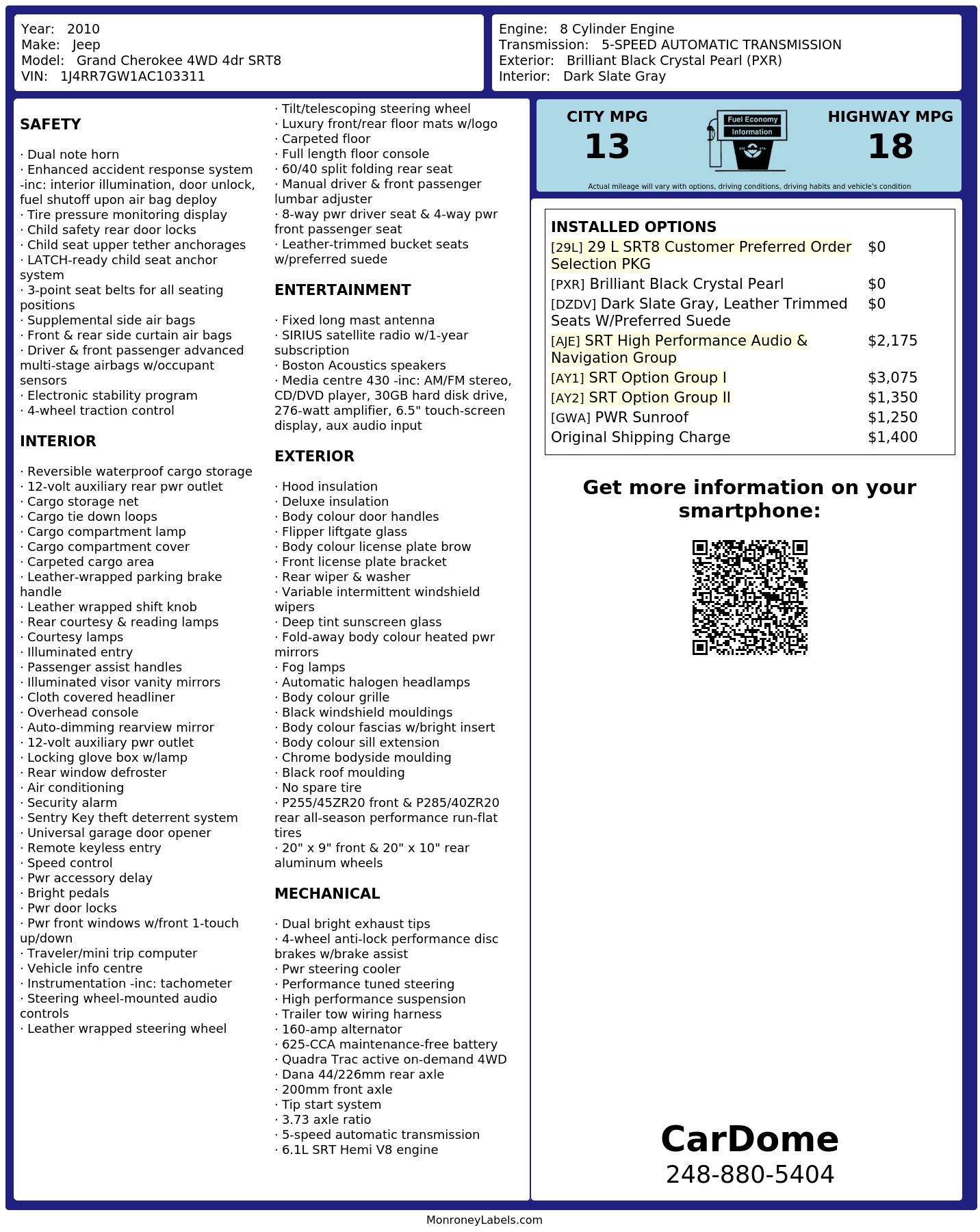 Monroney Label