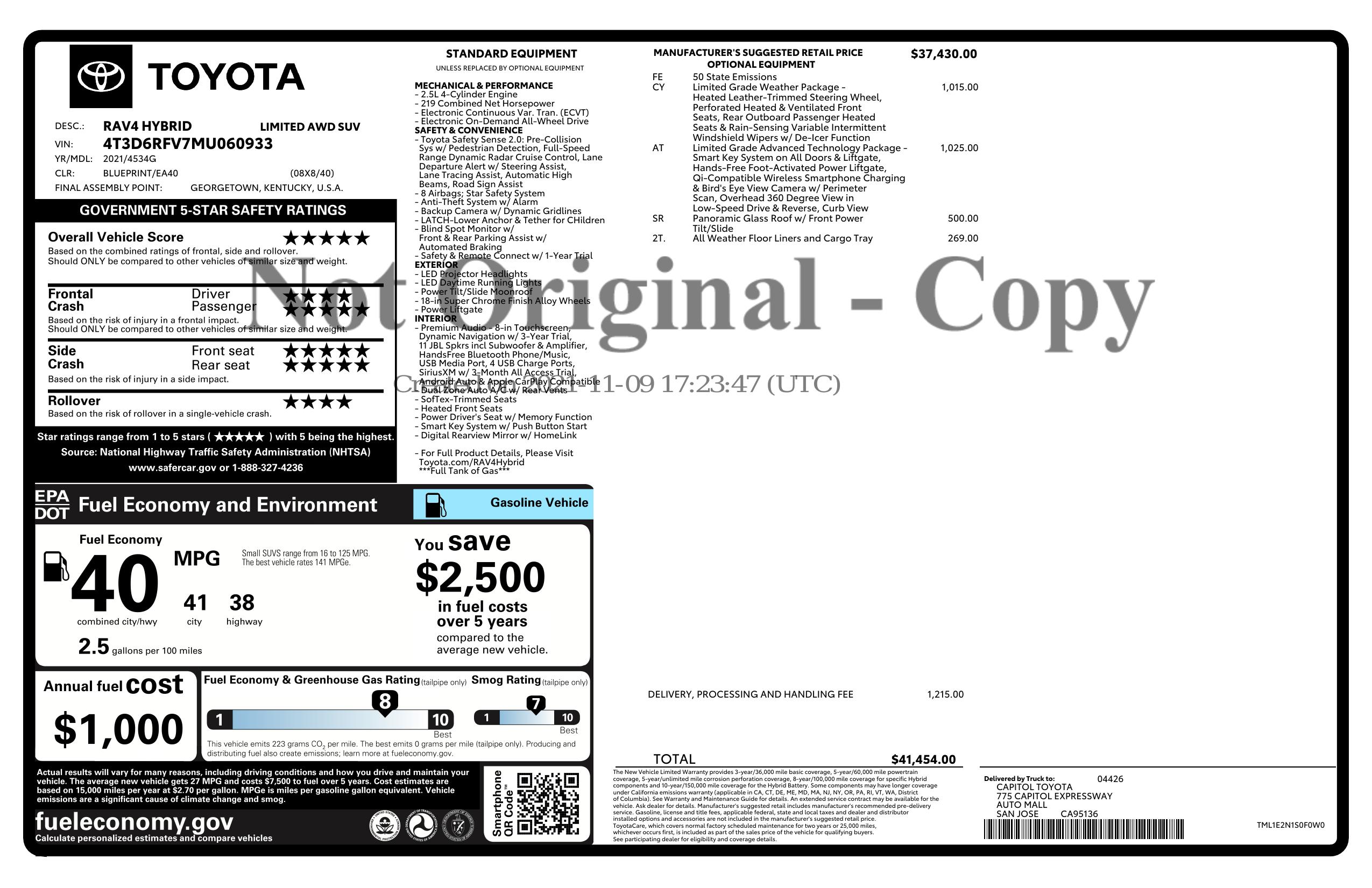 Monroney Label