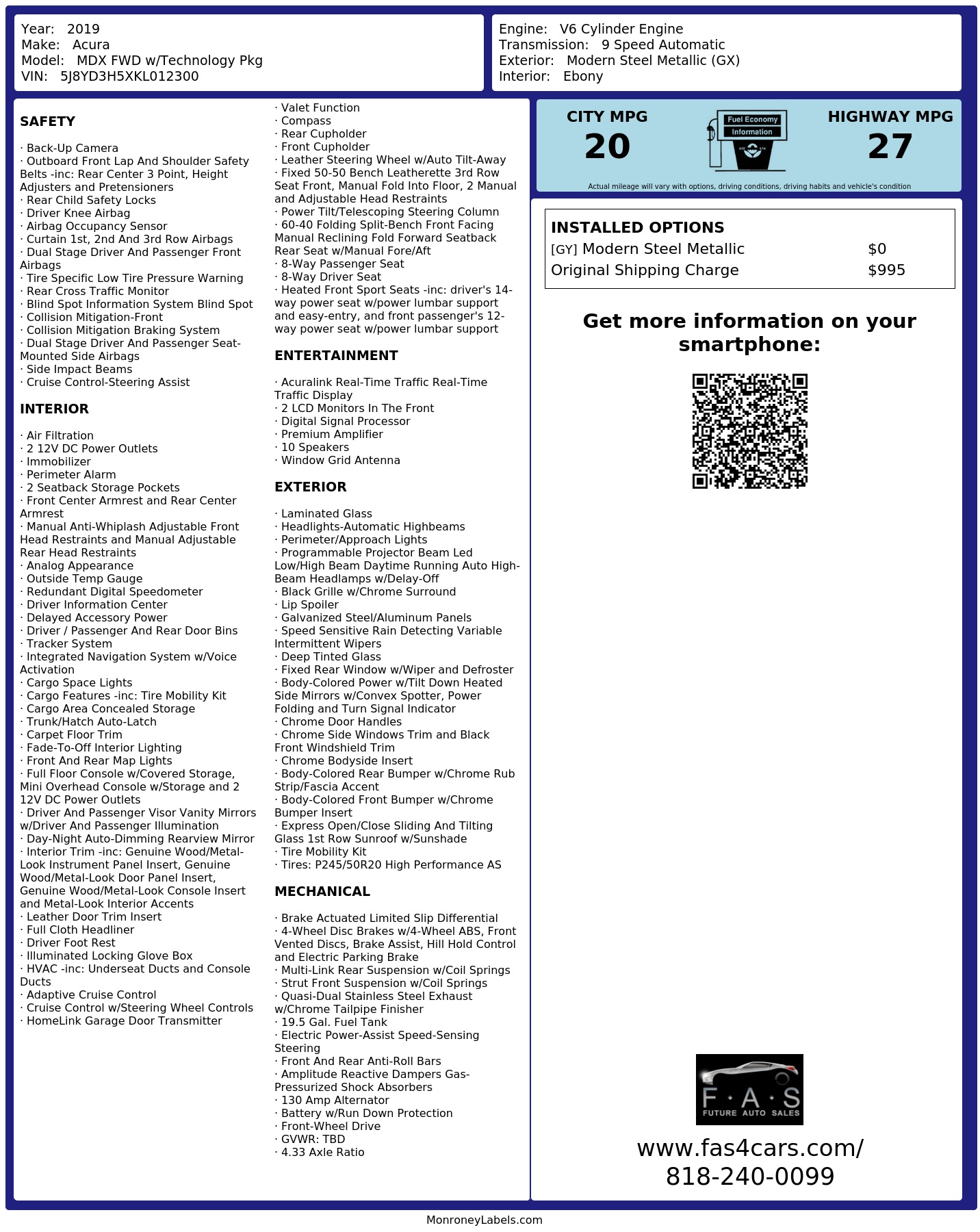 Monroney Label