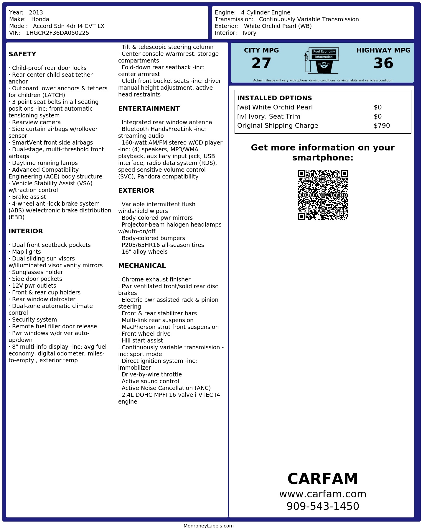 Monroney Label