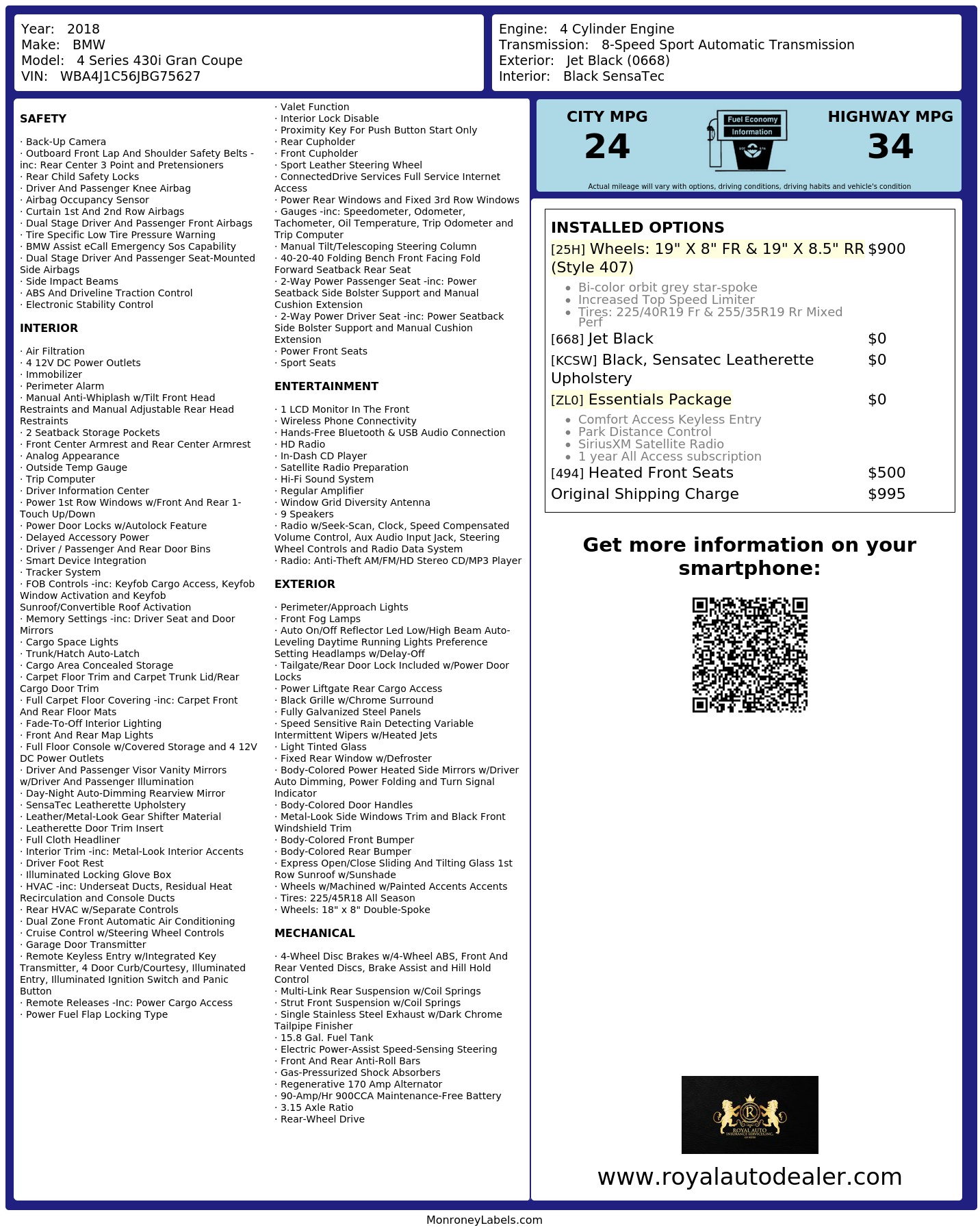 Monroney Label