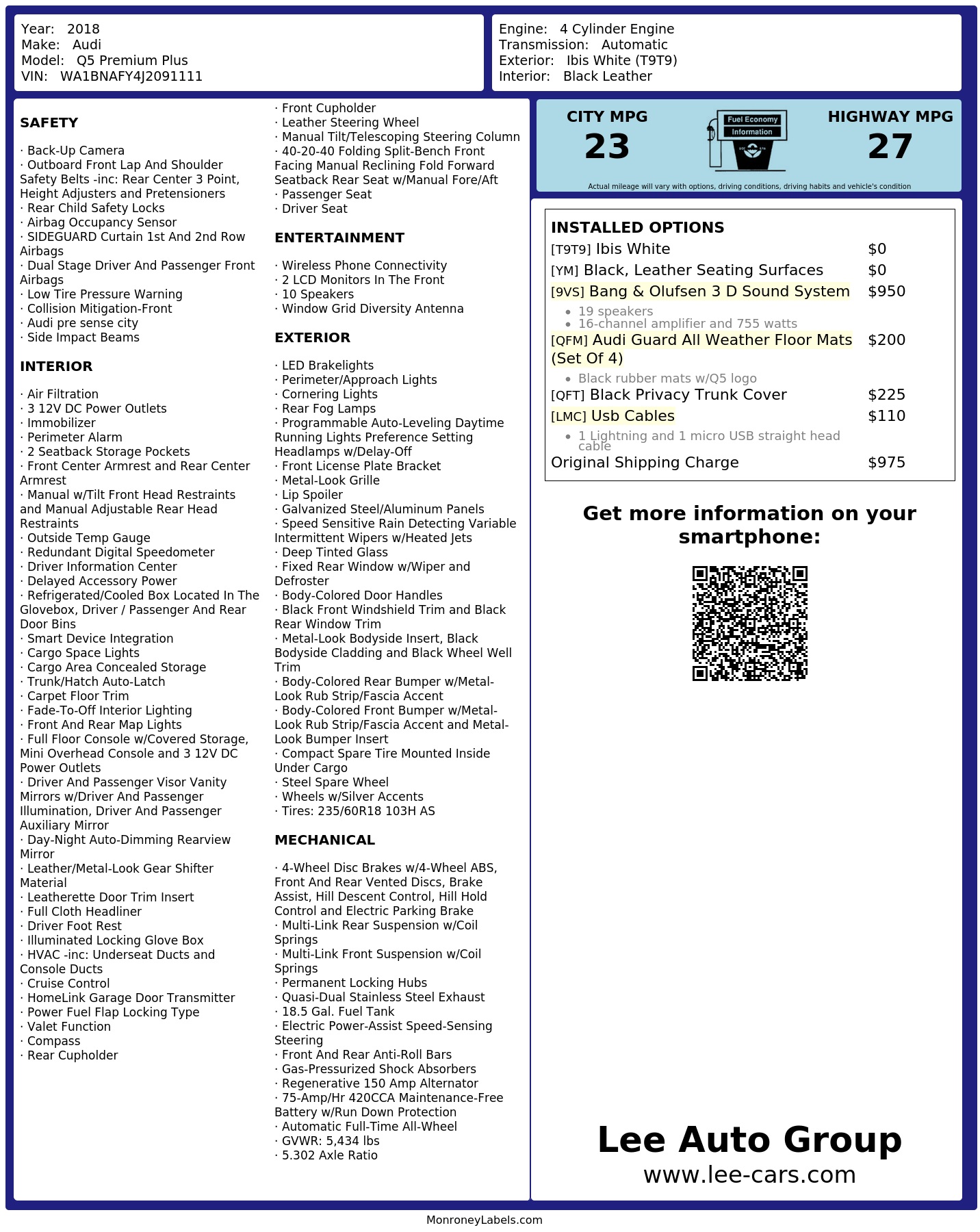 Monroney Label