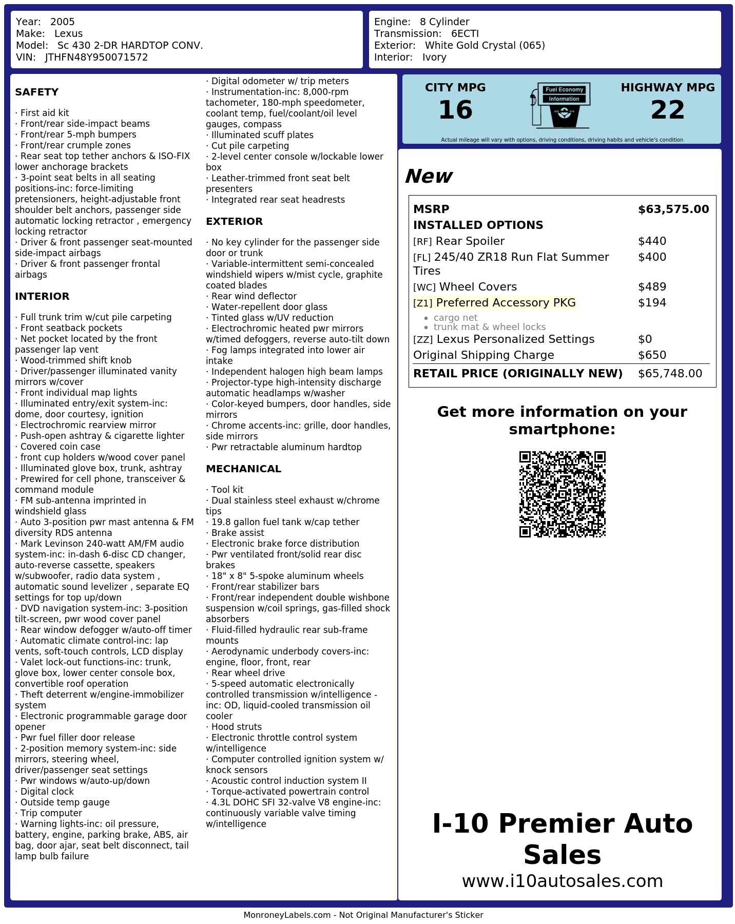 Monroney Label
