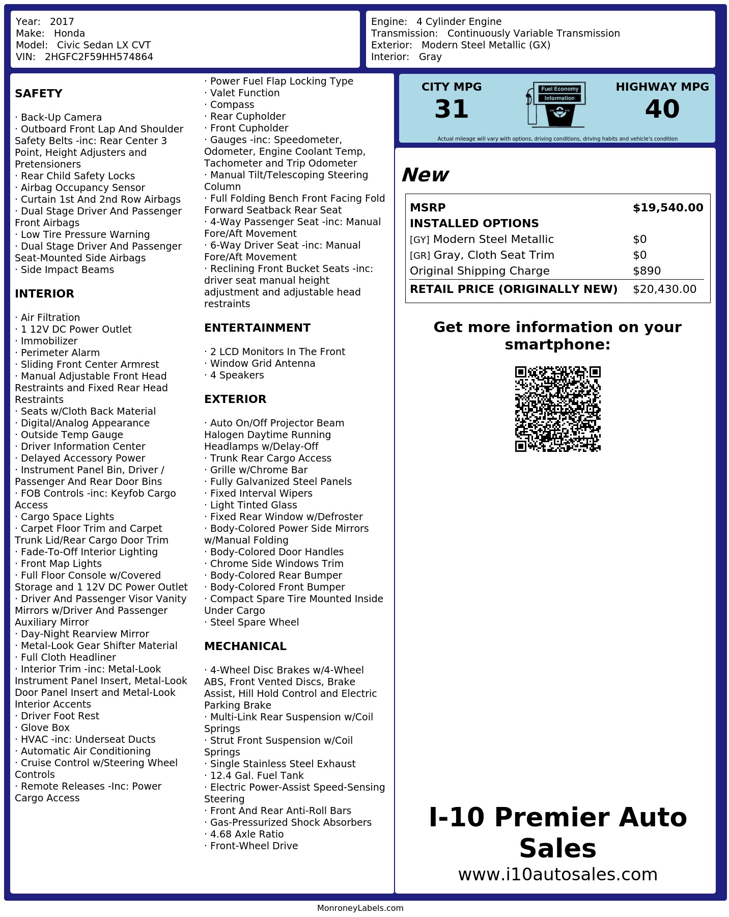 Monroney Label