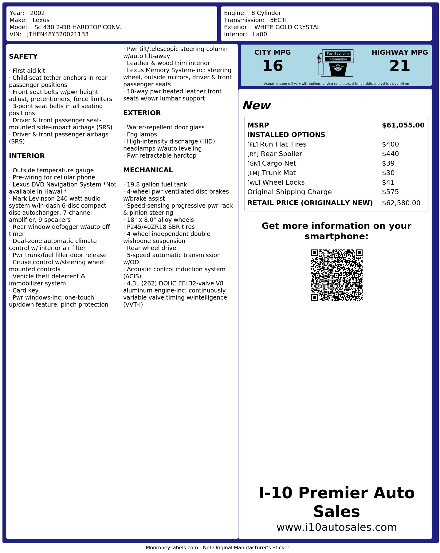 Monroney Label