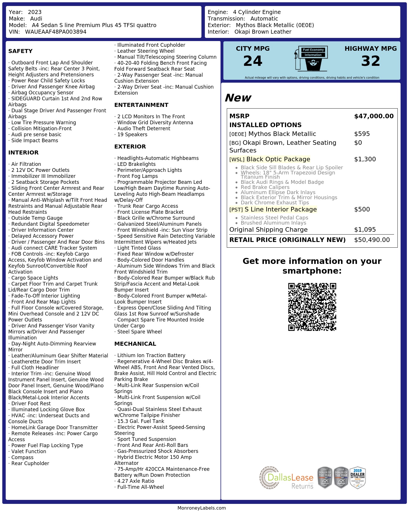 Monroney Label