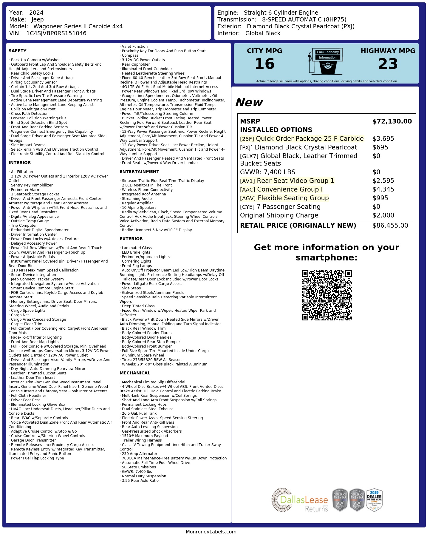 Monroney Label
