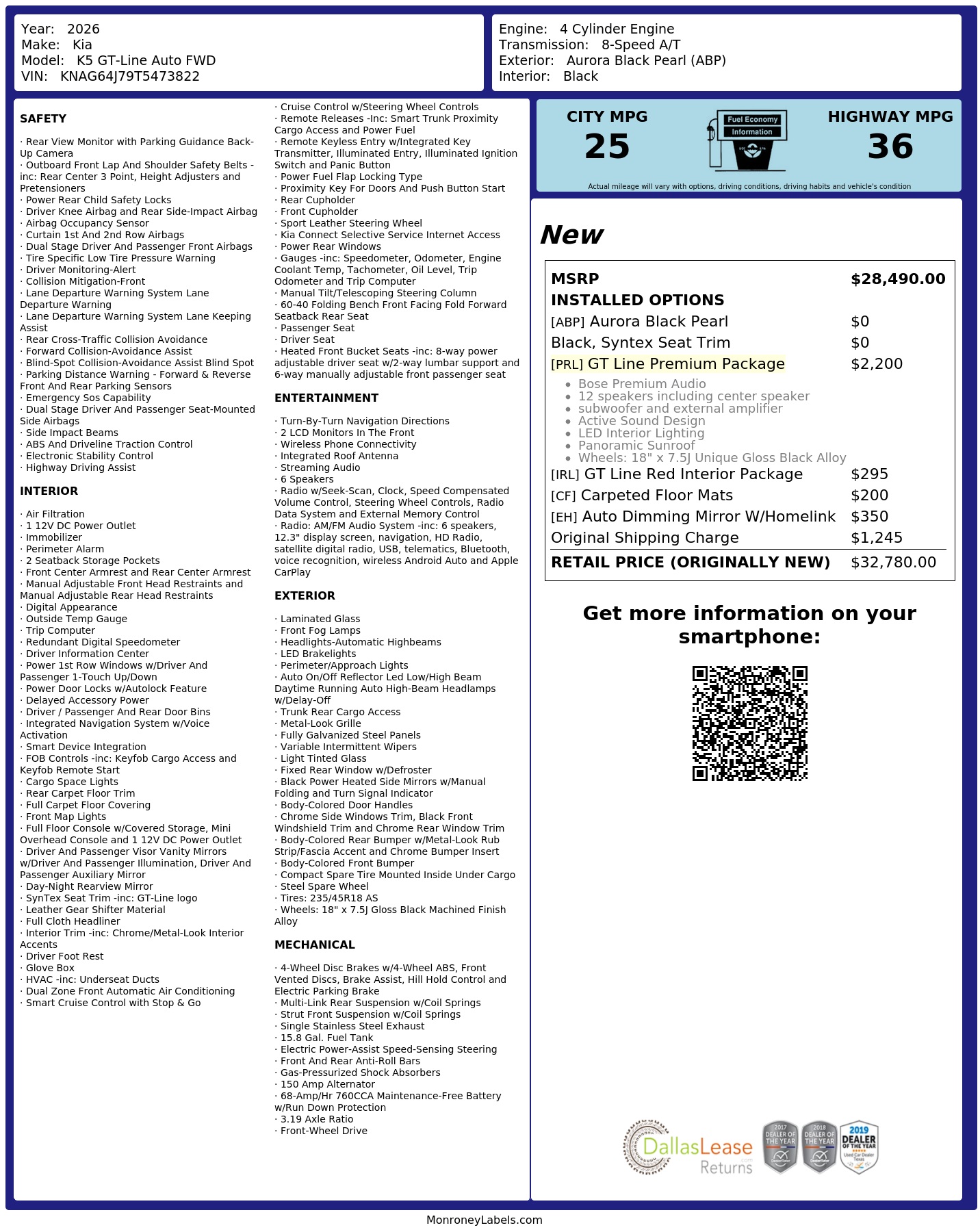 Monroney Label
