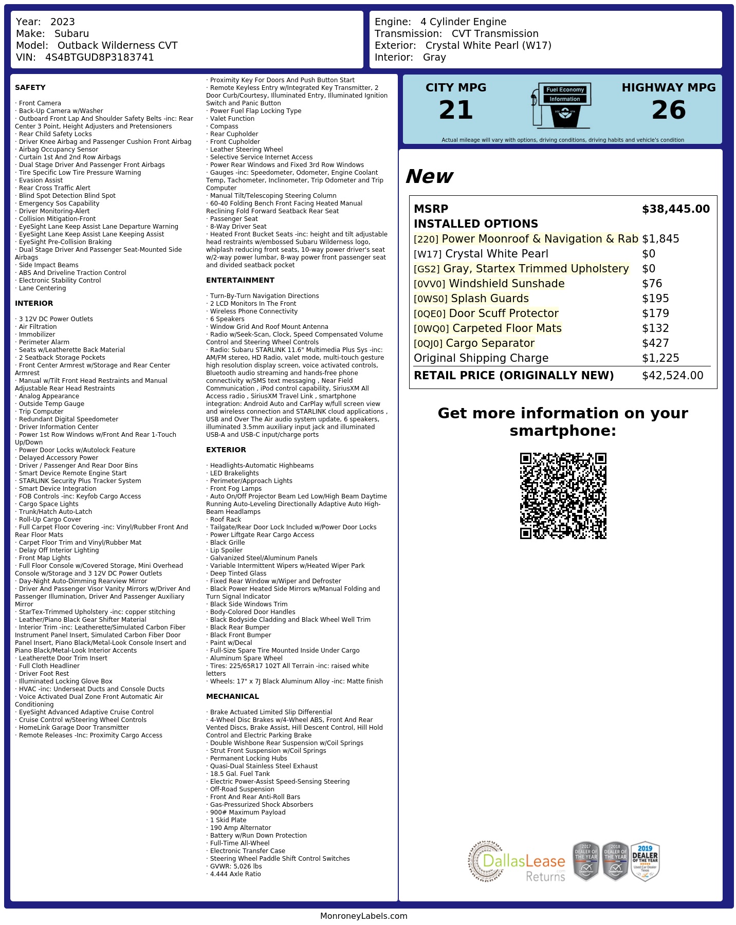 Monroney Label