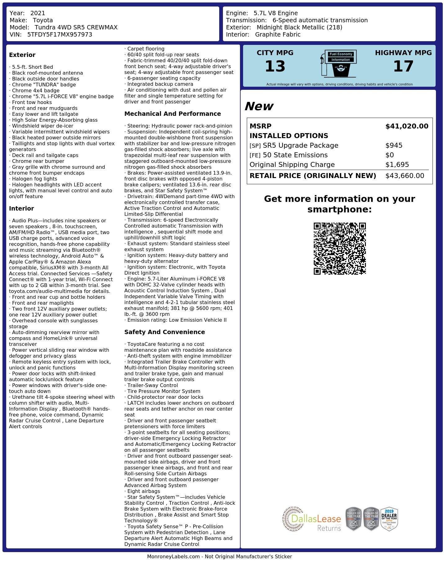 Monroney Label