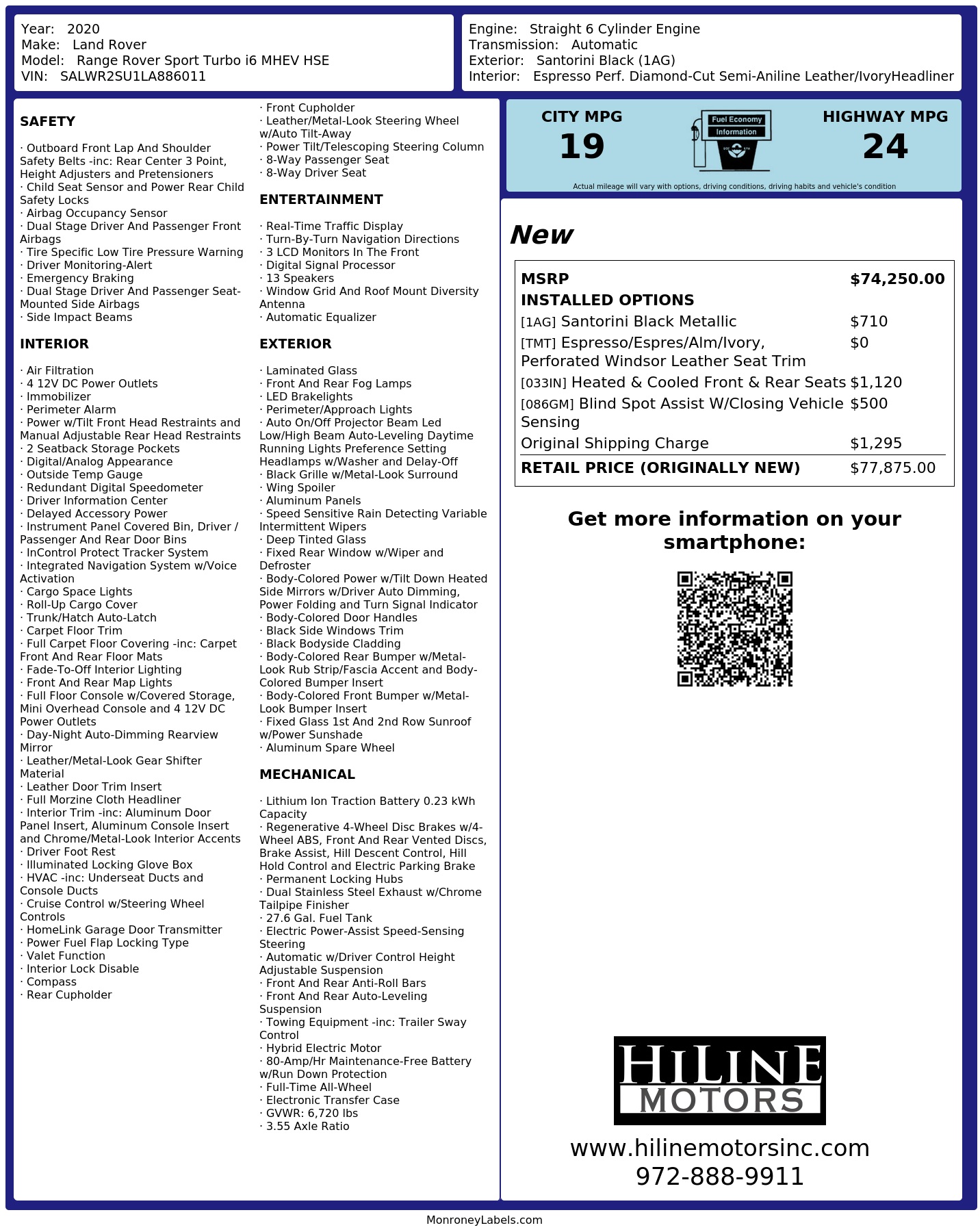 Monroney Label