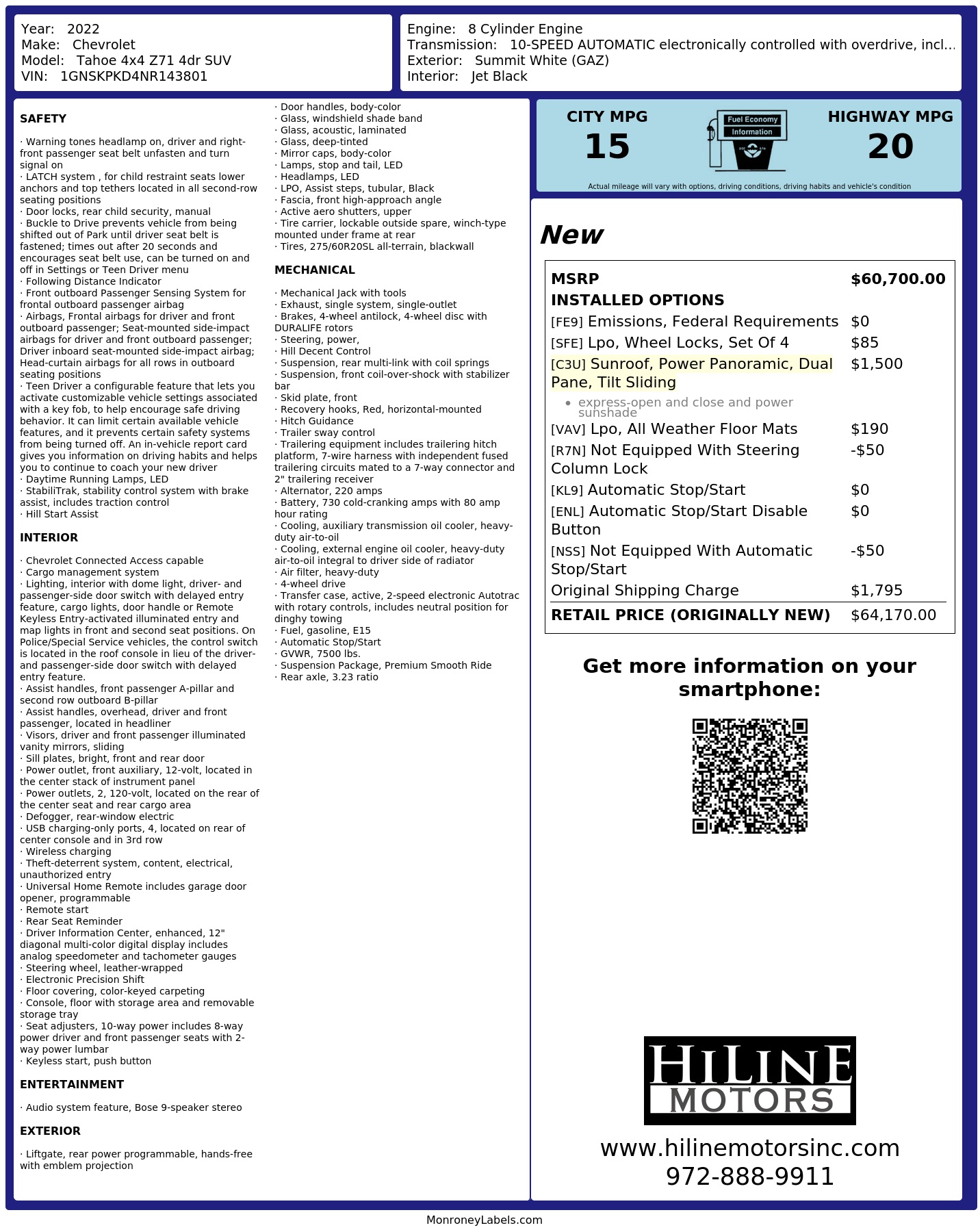 Monroney Label