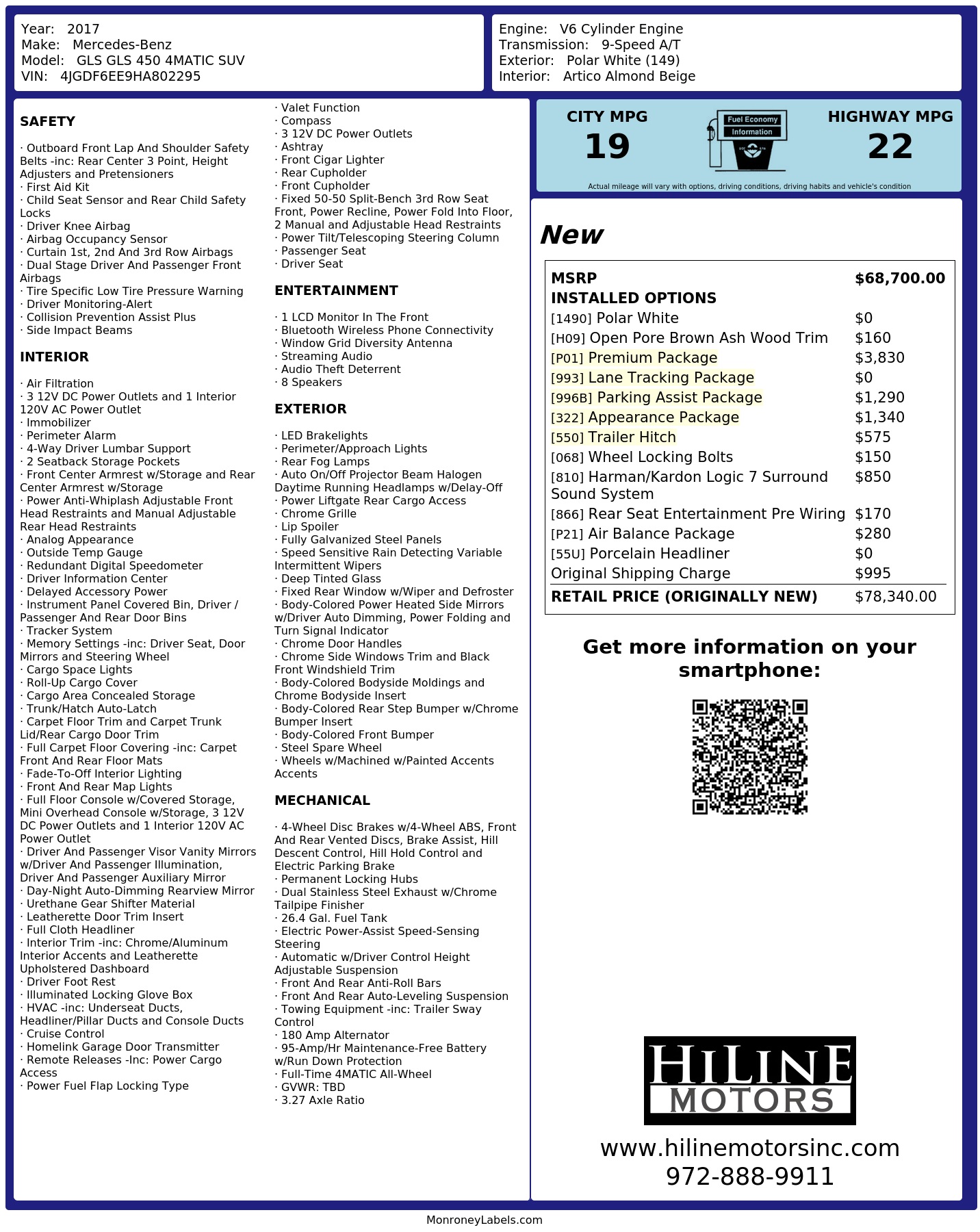 Monroney Label