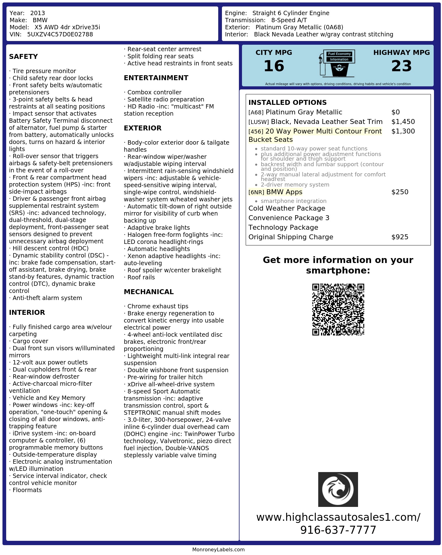 Monroney Label
