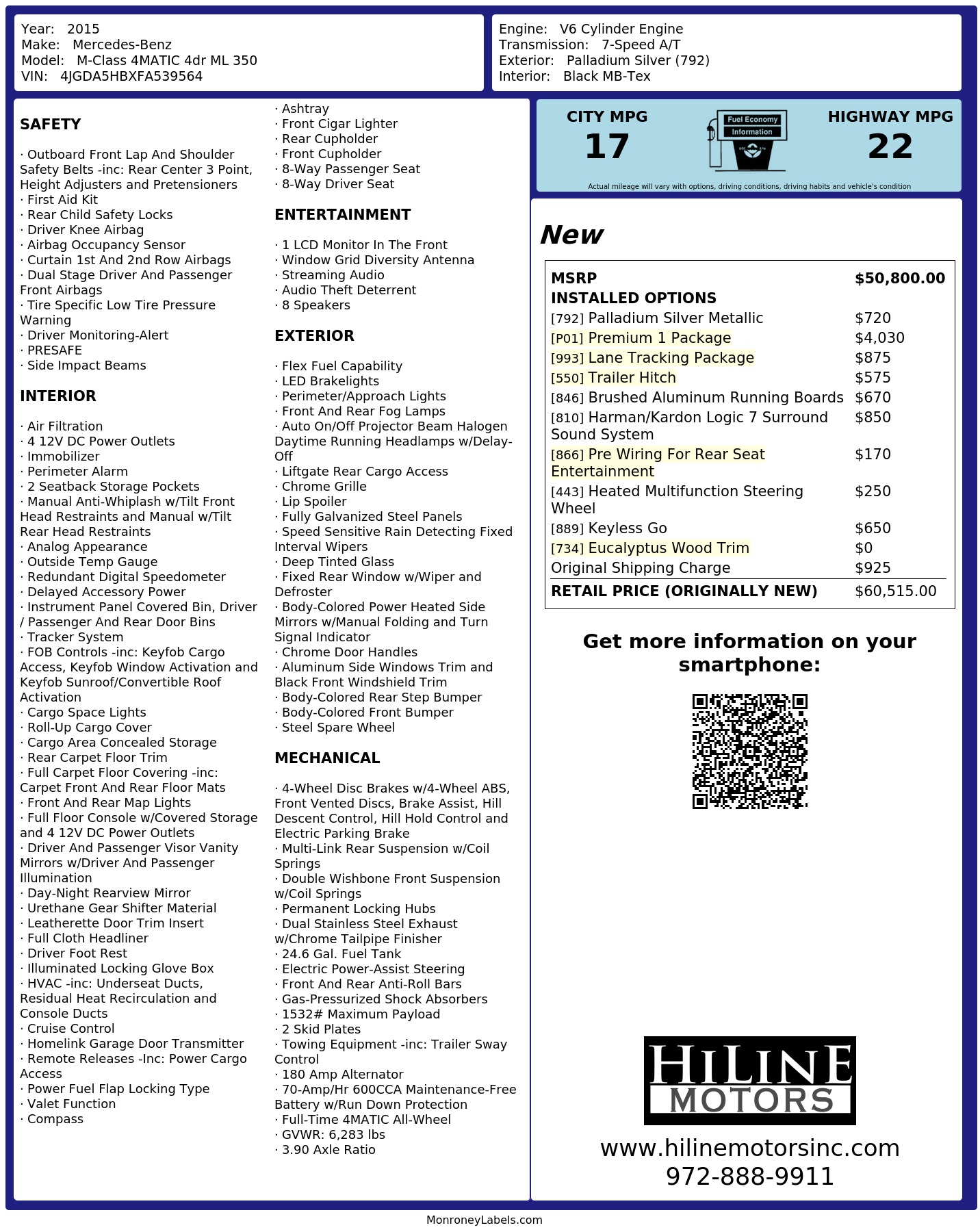 Monroney Label