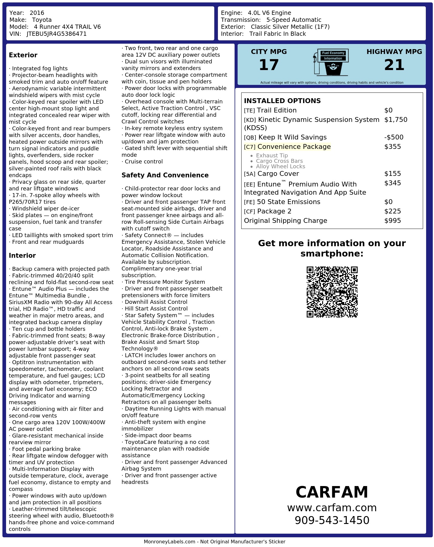 Monroney Label