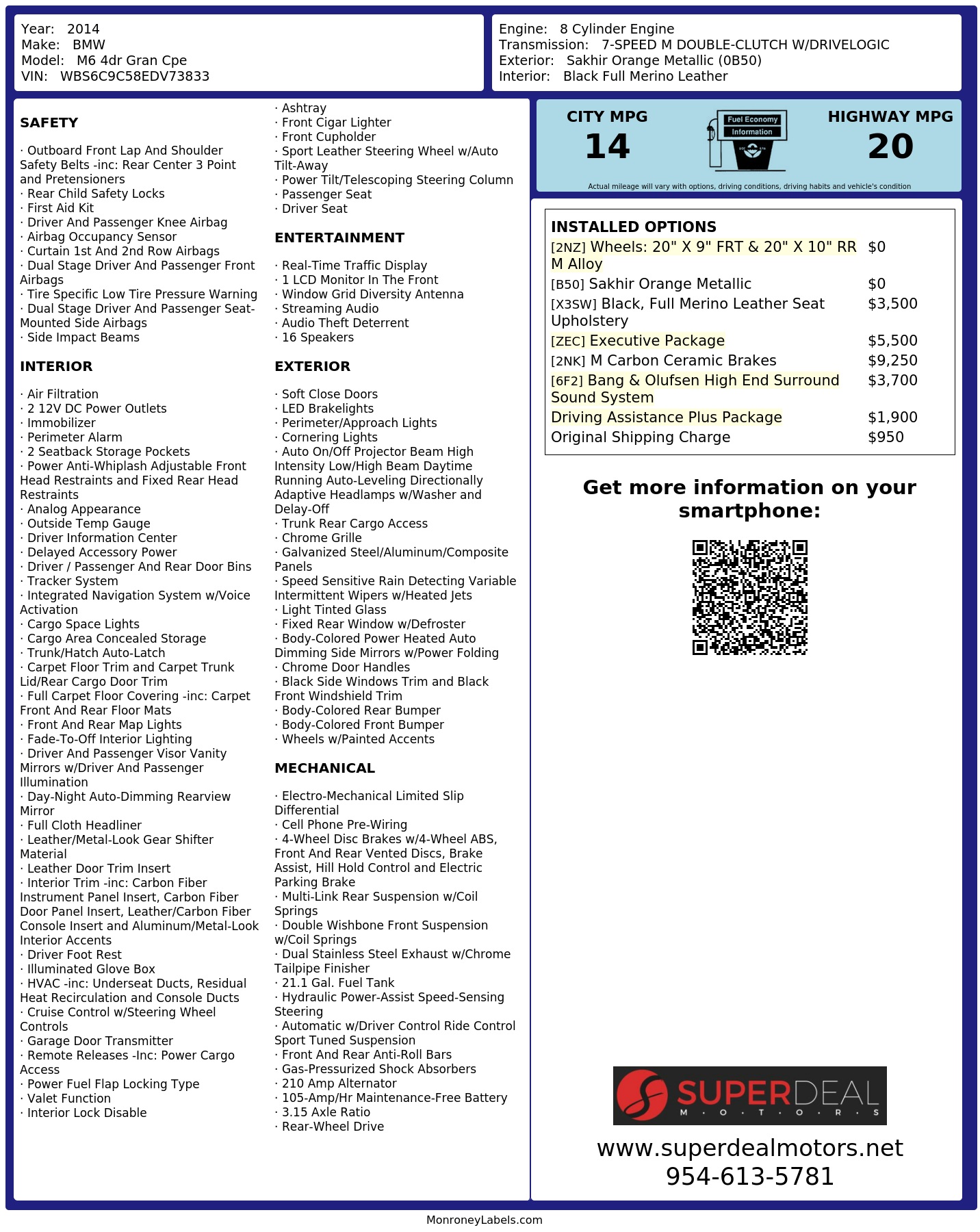 Monroney Label