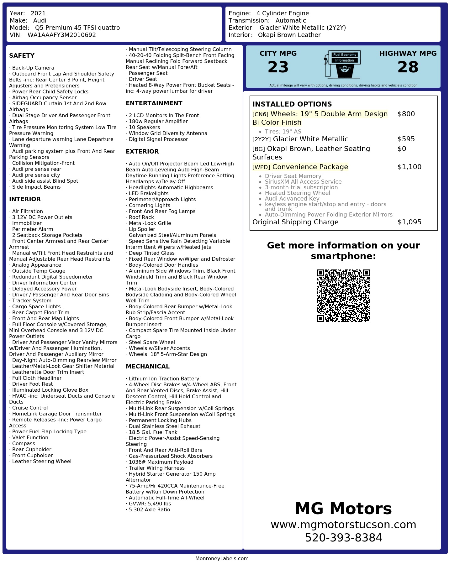Monroney Label
