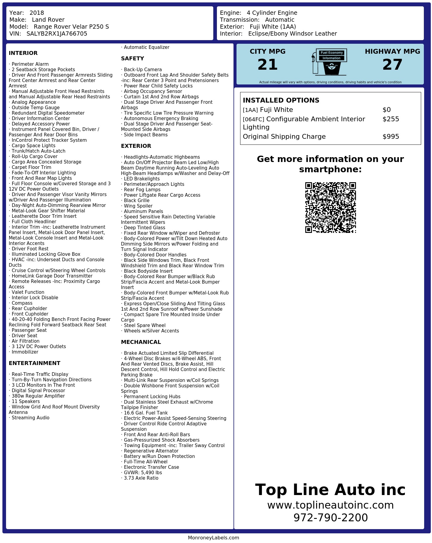 Monroney Label
