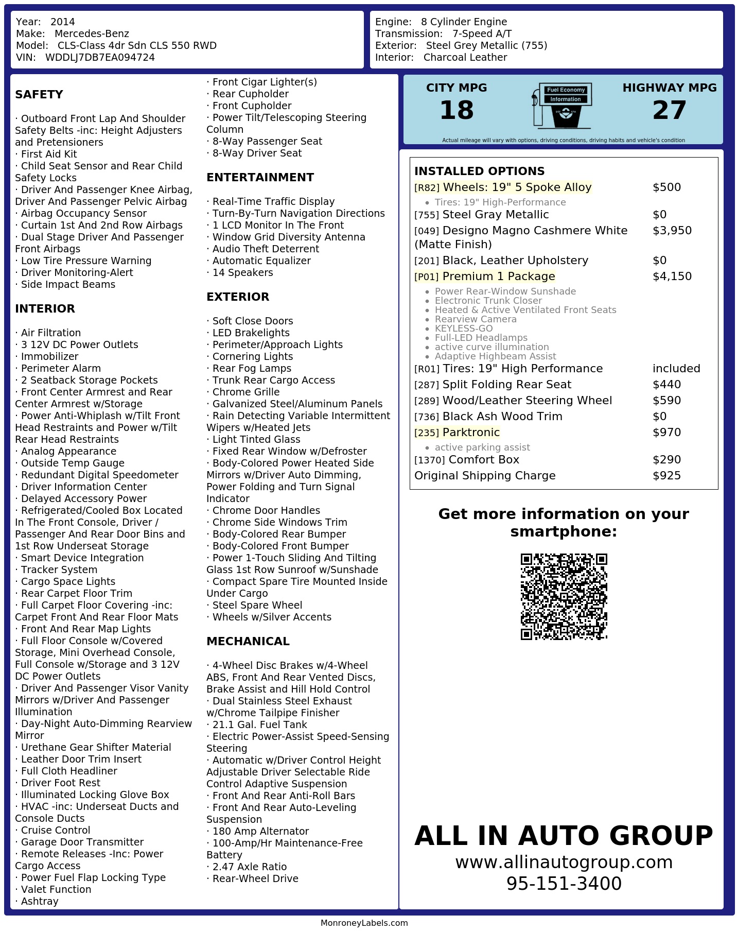 Monroney Label